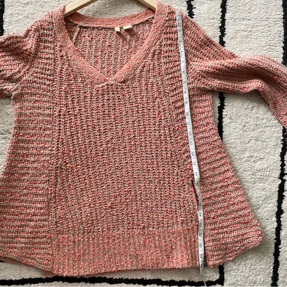 Anthropologie Moth Pullover Swing Sweater Coral V-Neck Side Zip Size M - Picture 10 of 14